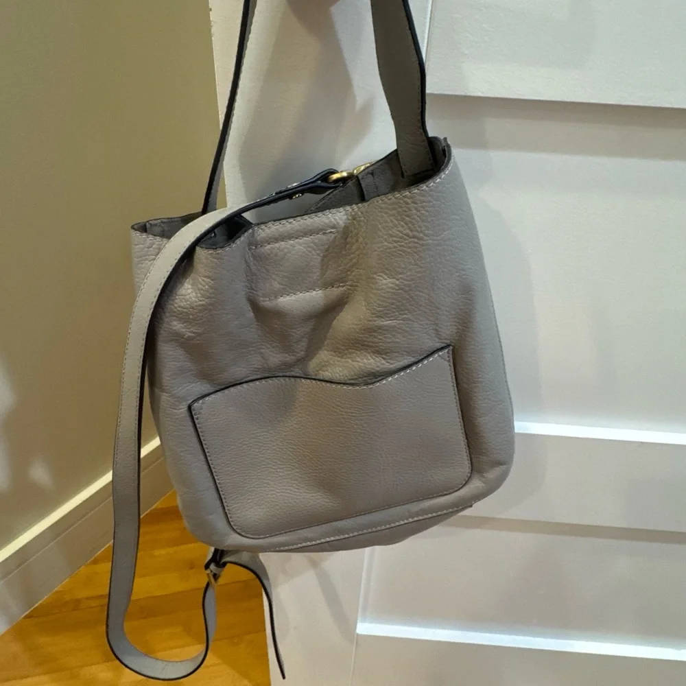 Gray Leather Shoulder Bag - Picture 1 of 3